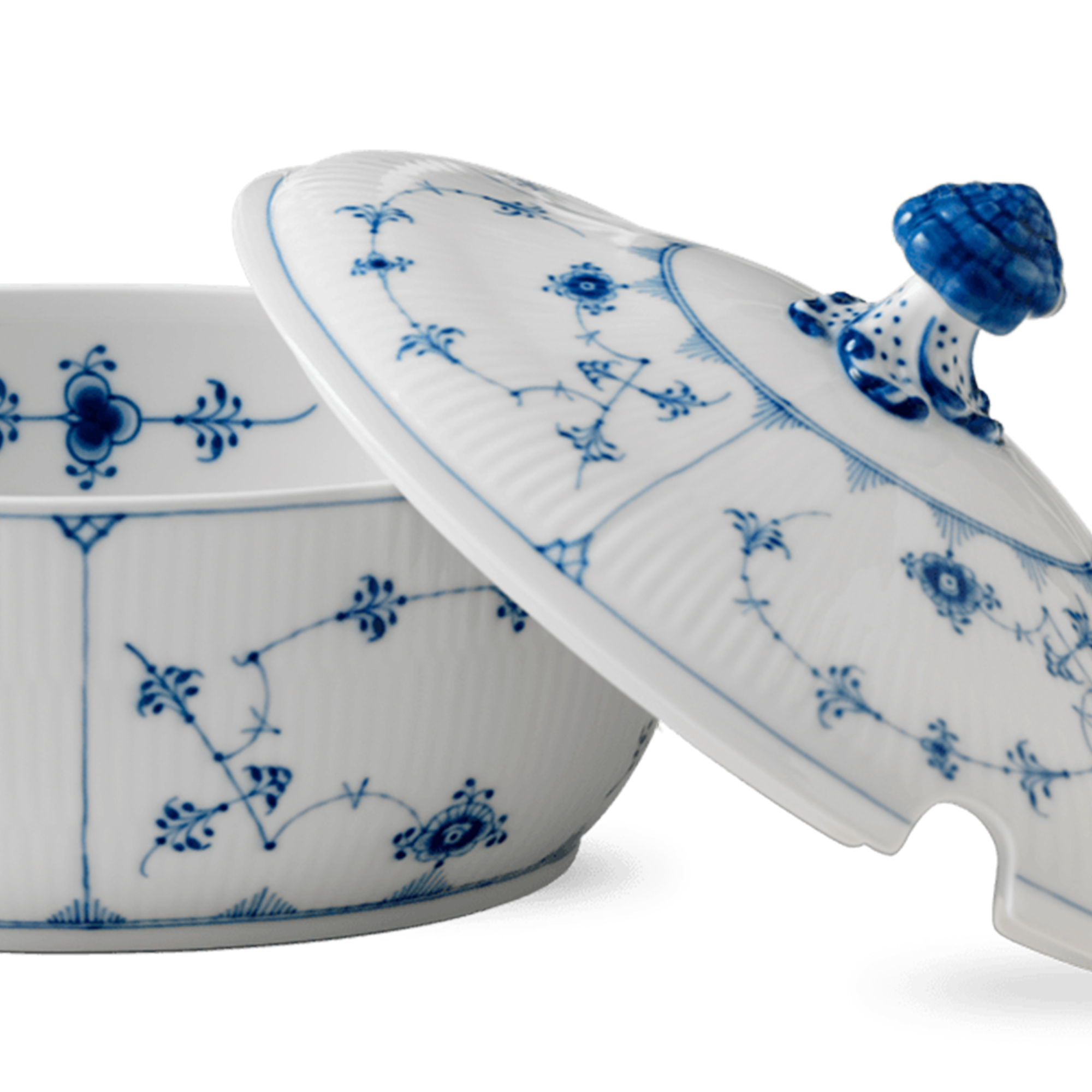 Zoom billed af Musselmalet Riflet Terrin med låg 200 cl